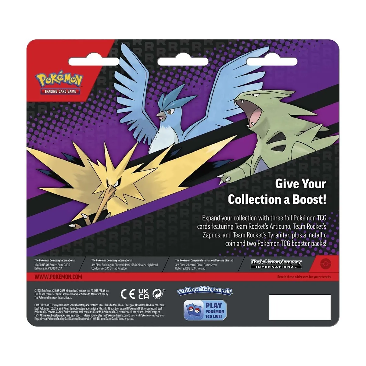 Pokémon TCG: 3 Team Rocket's Pokémon with 2 Booster Packs & Coin