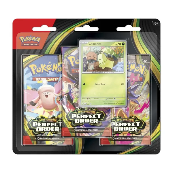 Pokémon TCG: Mega Evolution-Perfect Order 3 Booster Packs & Chikorita Promo Card