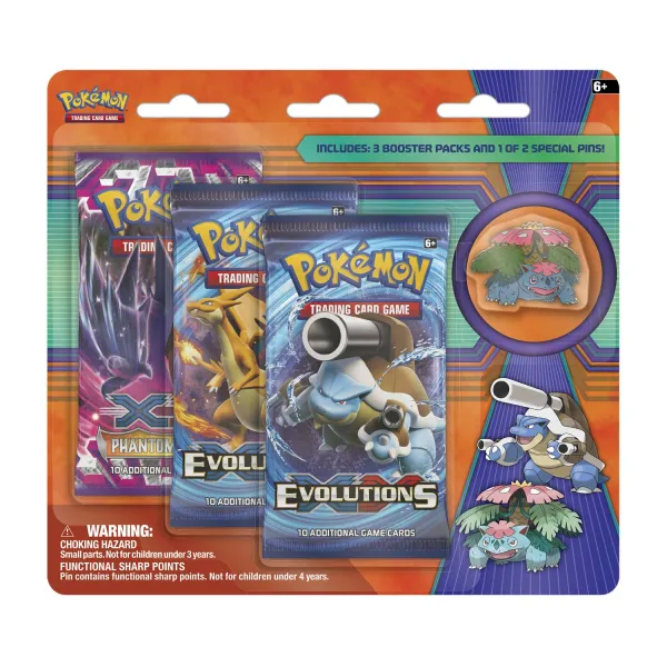 Pokémon TCG: 3 Booster Packs with Mega Venusaur Collector's Pin
