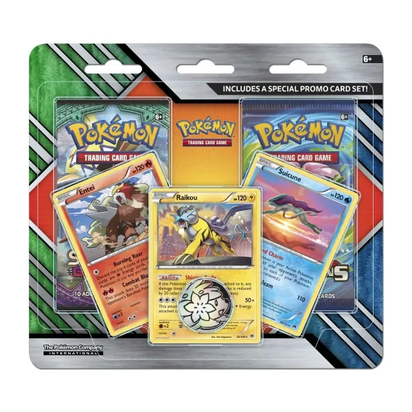 Pokémon TCG: 2 Booster Packs, Coin & Raikou, Entei & Suicune Promo Cards