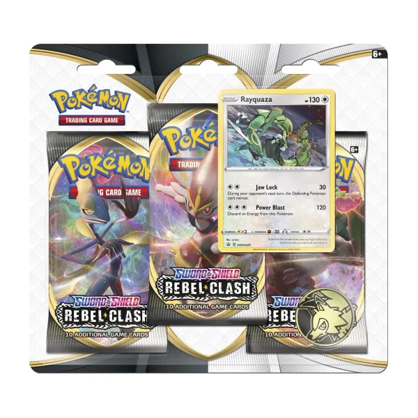 Pokémon TCG: Sword & Shield-Rebel Clash 3 Booster Packs, Coin & Rayquaza Promo Card