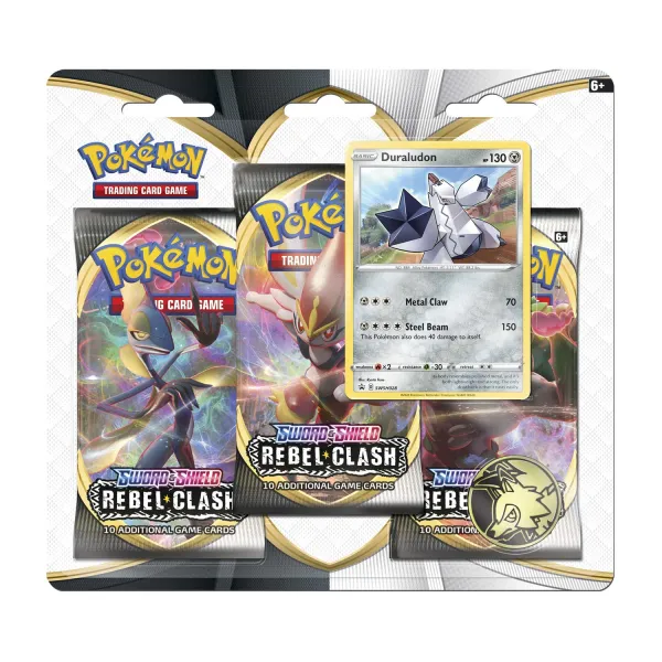 Pokémon TCG: Sword & Shield-Rebel Clash 3 Booster Packs, Coin & Duraludon Promo Card
