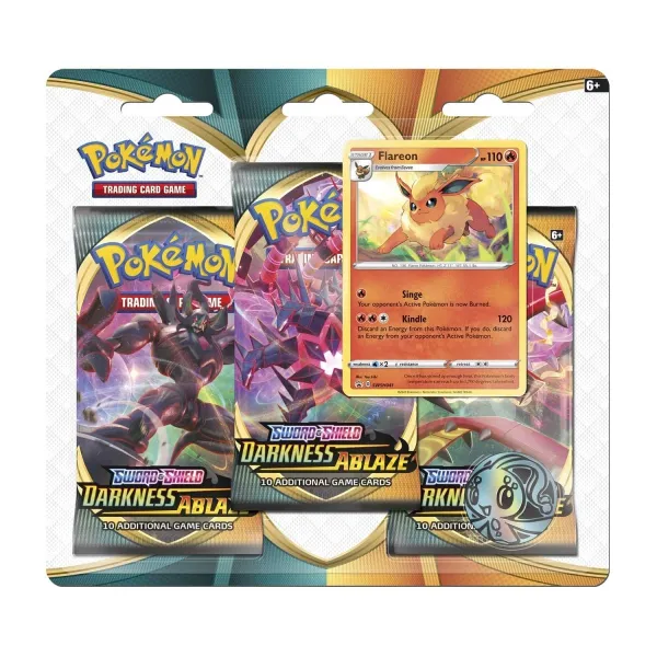 Pokémon TCG: Sword & Shield-Darkness Ablaze 3 Booster Packs, Coin & Flareon Promo Card
