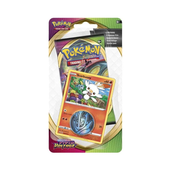 Pokémon TCG: Sword & Shield-Vivid Voltage Booster Pack, Coin & Scorbunny Promo Card